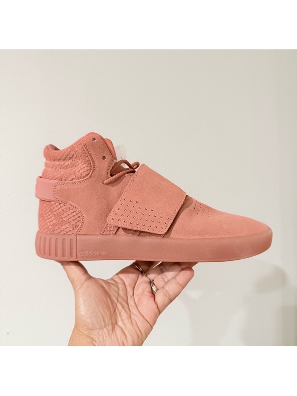 Adidas Tubular Invader Strap Raw Pink High Top Men’s Basketball Sneakers